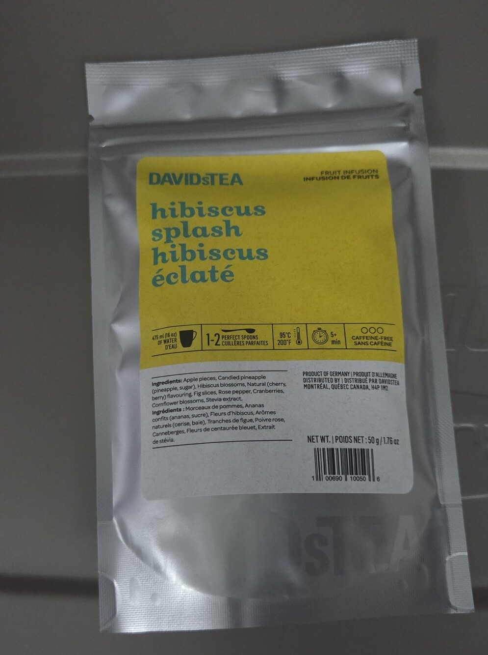 2/$20 New! Sealed! Davidatea HIBISCUS SPLASH Loose Leaf Tea 50g Davids Tea
